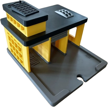 Garagem de Construção — peça de pista modular 1:64 impressa em 3D PistaCity