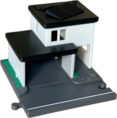 Casa Moderna — peça de pista modular 1:64 impressa em 3D PistaCity